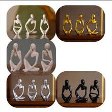 3 件微型抽象人物雕像，树脂工艺装饰品，适用于办公室、派对装饰、小礼物 - 彩色 - 查看 8