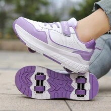 女士轮滑鞋，学生用伸缩轮运动鞋，适合步行和滑冰的多功能鞋