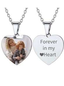 1 st. Aangepaste foto hart hanger ketting 18K verguld, elegante en eenvoudige roestvrijstalen gepersonaliseerde foto ketting, ideaal cadeau voor meisjes bruiloft, verjaardag, Valentijnsdag - Geschikt voor alle seizoenen