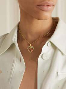 1 st. Aangepaste foto hart hanger ketting 18K verguld, elegante en eenvoudige roestvrijstalen gepersonaliseerde foto ketting, ideaal cadeau voor meisjes bruiloft, verjaardag, Valentijnsdag - Geschikt voor alle seizoenen