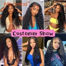 MIRONICA 12A Deep Wave Bundles Human Hair 30 Inch Brazilian Deep Curly Human Hair Bundles Double Weft Bundles Natural Black - Natural Black - View 12