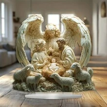 Soporte de exhibición de acrílico de 10x8 pulgadas con escena navideña bohemia, adecuado para decoración del hogar y la oficina, regalo de Navidad ideal, escarabajo de madera laqueado, sin texto, se adapta a porche y habitación