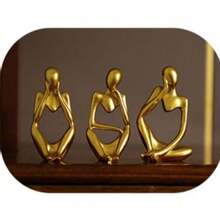 3 件微型抽象人物雕像，树脂工艺装饰品，适用于办公室、派对装饰、小礼物 - 彩色 - 查看 9