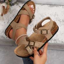 Adjustable Buckle Cork Footbed Slides With - Outdoor Sandals Providing Comfort And Durability For Women - 棕色 - 查看 6