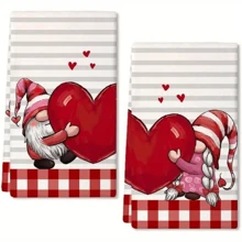 Paño de cocina con diseño de enanito de dibujos animados - 16x24 pulgadas, súper suave y muy absorbente - Toalla de tela lavable con diseño de corazón de San Valentín, para decoración del hogar, regalo festivo, decoración de bodas, paño de cocina - Multicolor - Ver 1