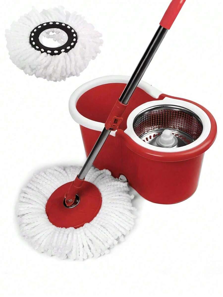 Trapeador Giratorio 360 con exprimidor y cubeta Trapeador Magico Giratorio practico para la limpieza del hogar lindo diseño microfibra absorbente - Rojo - Ver 1