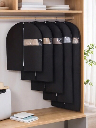5pcs/Set Dustproof Garment Bags, Hanging Suit Covers, Fully Enclosed, Dustproof Clothing Covers, Waterproof Garment Protector Covers For Coats, Dresses, Wardrobe Organizers, Suitable For Home Closet, Coats, Clothing, Bags, School, Office, Home, Travel, A Gift For Women, A Gift For Men