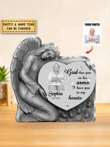 Individuell angefertigte Gedenkplakette in Herzform aus Acryl - Gedenkgeschenkidee zu Weihnachten/für Familienmitglieder - Foto hochladen - Tief in meinem Herzen wirst du immer bleiben, geliebt und vermisst jeden Tag