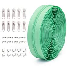 1 Set = 4.5M Zipper + 10 Zipper Pulls + 20 Top Stops + 10 Bottom Stops, #5 Nylon Zippers, 85 Color Options, Suitable For Garments, Bags, Home Textiles, Bedding