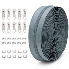 1 Set = 4.5M Zipper + 10 Zipper Pulls + 20 Top Stops + 10 Bottom Stops, #5 Nylon Zippers, 85 Color Options, Suitable For Garments, Bags, Home Textiles, Bedding