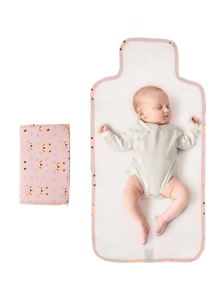 1 件便携式尿布更换垫，可拆卸旅行尿布垫，湿巾袋，婴儿洗澡、新生女孩和男孩的理想礼物 - 小熊 - 查看 1