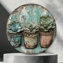 1 Biển kim loại phẳng in hình cây mọng nước quyến rũ - 8x8 inch, Nghệ thuật treo tường bằng kim loại cổ điển, Thích hợp trang trí nhà cửa & ngoài trời, Hoàn hảo cho sân vườn, nhà để xe, quán cà phê, v.v., Vị trí lỗ ngẫu nhiên - Nhiều màu - Xem 11