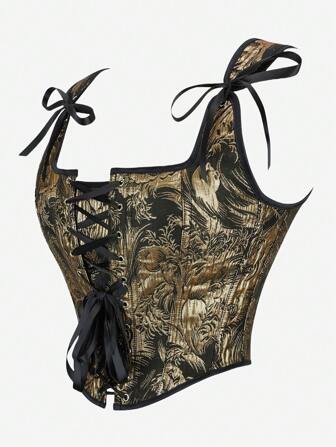 女式朋克风格金属紧身胸衣上衣，休闲无袖细肩带短款上衣，适合表演、化装派对、分层穿着