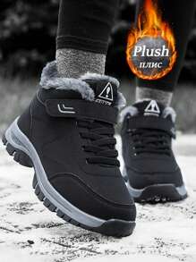 1双男士保暖内衬雪地靴，防滑软底中年靴，老爹休闲步行鞋，2025冬季新款 - 黑色 - 查看 5