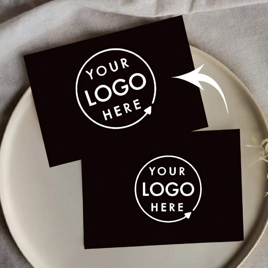 Thẻ Logo Đen Mờ Tùy Chỉnh, 60 Thẻ - Thẻ Quà Tặng Sinh Nhật & Doanh Nghiệp Cá Nhân Hóa Với Thông Điệp Tùy Chỉnh - Nhiều màu - Xem 1