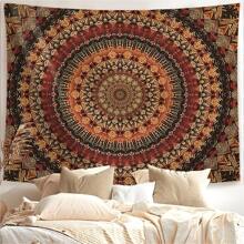 1pc Vibrant Mandala Boho Polyester Tapestry - Blacklight-Reactive, Wall-Hanging Decor For Living Room, Bedroom, Office Rama Decoration Rama Room Decor Tapestry For Room Wall Tapestry Flag Home Decor Room Decoration Stuff Bedroom Decor