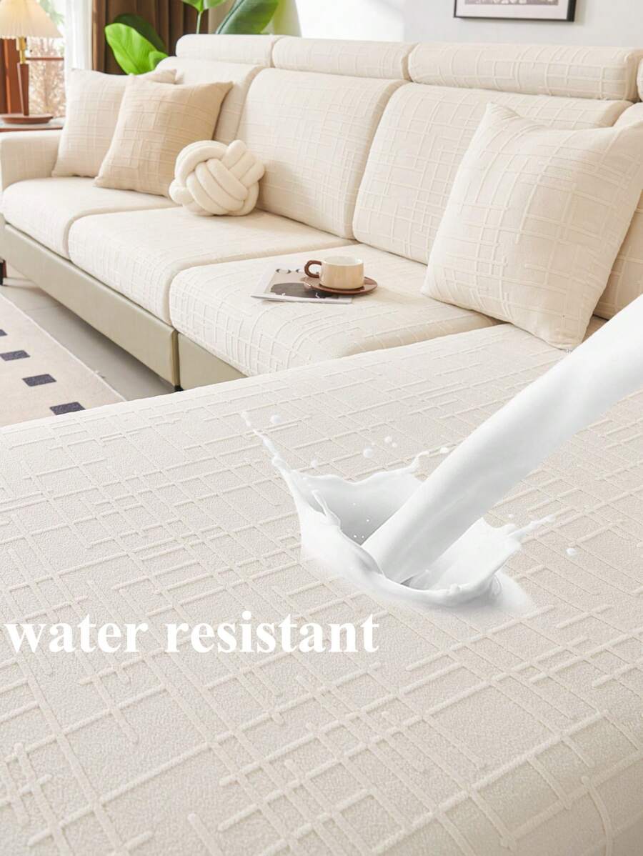 1件装四季通用弹力沙发套，柔软绒面面料，防滑防水，全包覆式沙发垫套，可机洗，宠物友好，适用于L型及1/2/3/4座沙发，250克加厚绒面