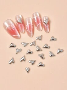 10Pcs/Box Rhinestone Heart Shape Alloy Diy Nail Art Decorations Nail Supplies Nails Nail Charms Nail Gems