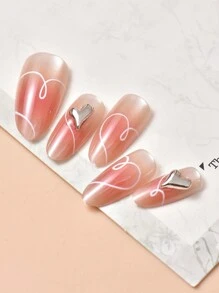 10Pcs/Box Rhinestone Heart Shape Alloy Diy Nail Art Decorations Nail Supplies Nails Nail Charms Nail Gems