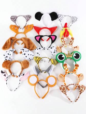 Animal Ear Headbands Headpiece, Cow, Rabbit, Tiger, Dog, Cat, Wolf, Bear Costume Accessories For Valentine's Day, Easter, Performance