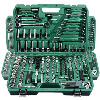 46 pezzi set di chiavi a bussola da 1/4", kit di strumenti di precisione per auto e manutenzione domestica, nessun assemblaggio richiesto, essenziale durevole per il fai da te