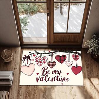 1pc Heart-Shaped Love Theme Doormat, Valentine's Day Gift, Non-Slip Entrance Mat, Soft Polyester Fiber Carpet Suitable For Bathroom, Living Room, Kitchen, Laundry Room Home Bathroom Decor Bath Rug Outdoor Rug Door Mat Fall Decor Bathroom Accessories Back To School Entryway Decor
