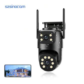 Schwarz – 1 Stück / 2 Stück / 3 Stück / 4 Stück 2k-Überwachungskamera für den Außenbereich zu Hause, 360°-Cloud-Plattform-Farbnachtsicht, Zweiwege-Audio, Bewegungssensoren, intelligente Erkennung menschlicher Bewegungen und intelligenter Push-Alarm, dualer Speichermodus, mit SD-Karte/Cloud-Speicher.