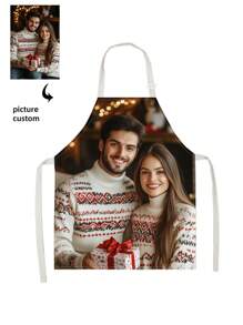 1 Piece DIY Photo Custom Apron, Waterproof Horizontal Weave Nylon Fabric With Photo Mom Men Women Customized Funny Pictures Chef Cooking Kitchen Apron Personalized Kitchen Waterproof Apron Custom Photo Logo Picture Name Chef Chef Apron Perfect For Mom Husband Girlfriend Girlfriend Boyfriend Father's Day Valentine's Day Mother's Day Birthday Anniversary Graduation Wedding Christmas Love Unique Ideal Gift For Dad, Family, Friends, Housewarming