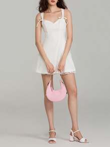 Women Y2k Corset Mini Dress Summer Sleeveless Bow Tie Strap Solid Color Skater Tank Dress Backless Ruffle A-Line Dress Graduation Dress Beach Club Party Dresses Streetwear Preppy Fairy Aesthetic Clothes - 白色 - 查看 5