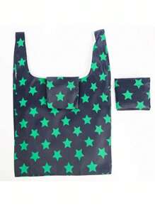 时尚涤纶可折叠购物袋（1/4 包）。经济实惠，抗菌防水，适用于各种场合：购物、聚会、工作和度假！