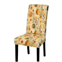 1/2/4 Pcs Pastel Floral & Moon Pattern Removable Chair Covers, Stretchy Polyester Dining Chair Protectors, Washable Elastic Soft Seat Cushion Covers For Kitchen, Office, Party, Home Decor Rama Decoration Rama - Orange - View 7