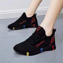 Teenager's Lightweight Mesh Breathable Sports Shoes, Fashion Flat Tennis Shoes For Couples - 紅色 - 查看 5