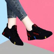 Teenager's Lightweight Mesh Breathable Sports Shoes, Fashion Flat Tennis Shoes For Couples - 紅色 - 查看 7