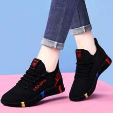 Teenager's Lightweight Mesh Breathable Sports Shoes, Fashion Flat Tennis Shoes For Couples - 紅色 - 查看 9