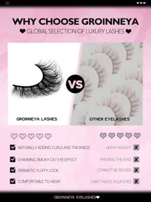 GROINNEYA 6 Pairs False Eyelashes Manga Lashes Cat Eye Lashes Faux Mink Eyelashes Fox Eye Eyelashes Natural Full Lashes Cosplay Travel Essentials Makeup Tools (8-25) Strip Lashes,Lashes,Eyelashes,Fake Lashes - Black - View 7