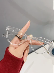 1/2 Pair Women Cat Eye Shaped Fashion Flat Clear Lens Glasses, New Summer Item, Suitable For Fashion Styling, Parties, Office Use, Daily Wear - Multicolor - View 12