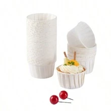 LIFETALK 50/100PCS White, Kraft, Brown Paper Muffin Cups Homemade Baking Molds Kitchen Birthday Party Supplies PE Coated Oilproof Printing Design Round Cupcake Cases