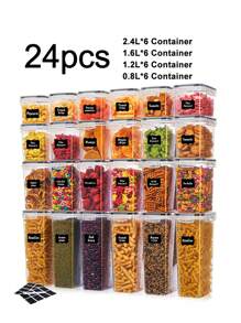 36 piezas Recipientes herméticos para almacenamiento de alimentos para organización y almacenamiento de despensa de cocina, recipientes de almacenamiento de cocina de plástico con tapas para harina, azúcar y cereales, etiquetas y marcador