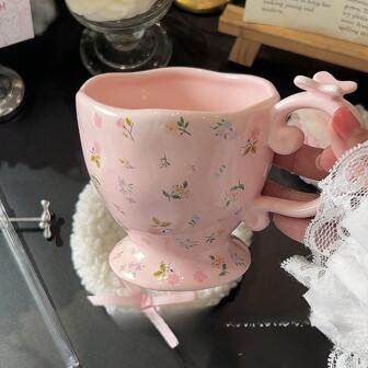 380ml Cute Creative Ceramic Mug, Minimalist Large Capacity Water Cup For Home Back To School