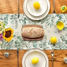 Toalha de mesa de borboleta de eucalipto e lavanda, corredor de mesa monocromático com pássaros e flores, hortênsia azul, decoração de mesa de cozinha de primavera, decoração de festa em casa, toalha de mesa resistente a óleo e manchas
