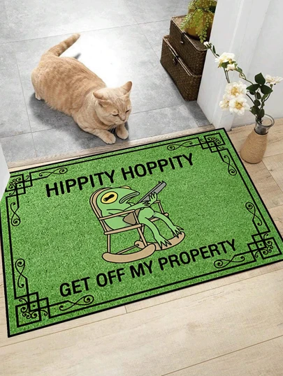 1 pieza Felpudo con diseño de búfalo de agua rojo y blanco, alfombra de interior, alfombra para tirar, felpudo creativo, felpudo con tema de entrada, decoración del hogar, alfombra antideslizante, accesorios de dormitorio, prop para fotografías, decoración exterior, alfombra para tirar, alfombra de área, regalo