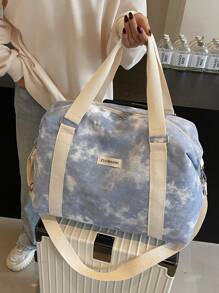 Bolsa de viaje plegable de gran capacidad y peso ligero, bolsa de viaje de poliéster con bloques de color y tacto premium - Azul - Ver 6