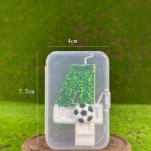 Creative Bestselling 0-9 Numeric & Alphabet Birthday Candles, Handmade DIY Birthday Cake, Party & Festival Decor Candles In Green, White, Mix-Color, Glitter, Lawn Soccer Pattern, Suitable For Birthday Party Celebration, Unisex - White and Green Soccer Ball - View 12