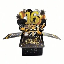 1pc, 16th/18th/21st/30th/40th/50th/60th/70th/80th/90th Happy Birthday Pop-Up Greeting Card, 30th Birthday Card With Note Card And Envelope, Birthday Gift For Husband, Wife, Men, Women, 3D Pop-Up Birthday Card