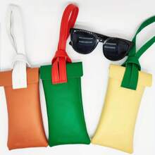 1pc Faux Leather Glasses Bag, Matching Color Design, Portable Glasses Bag With Drawstring Closure - Suitable For Reading Glasses And Regular Glasses, Gender Reveal Party, Perfect For Birthdays, Weddings, Parties, The Perfect Gift For Colleagues, Friends, And Family, Back To School