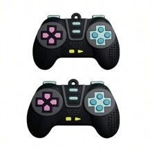 1 件装硅胶卡通游戏手柄牙胶玩具，硅胶益智牙胶玩具，可爱游戏机造型，中国风元素，适合 6-12 个月宝宝的益智牙胶玩具，完美的感官咀嚼玩具，万圣节、感恩节、圣诞节礼物