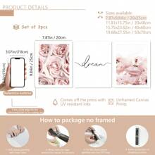 Bộ 3 bức tranh vải canvas màu hồng hiện đại không khung, trang trí phong cách cho phòng ngủ và phòng khách, nghệ thuật treo tường, quà tặng lý tưởng - Nhiều màu - Xem 14