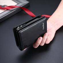 1pc Vintage Style Deer Head Design Men's Wallet, Multi-Function Zipper Purse, Youth Student Versatile Card Holder, Suitable For Teen, Casual Outdoor, Athletic, Vacation, Travel, Graduation, Birthday Gifts Formal/Business Formal Valentine's Day Ideas - Black - View 2