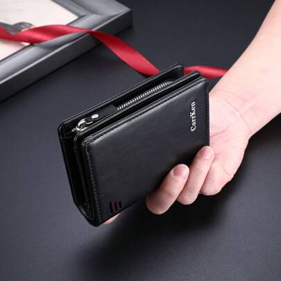 1pc Vintage Style Deer Head Design Men's Wallet, Multi-Function Zipper Purse, Youth Student Versatile Card Holder, Suitable For Teen, Casual Outdoor, Athletic, Vacation, Travel, Graduation, Birthday Gifts Formal/Business Formal Valentine's Day Ideas