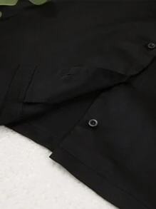 Women's Satin Button-Up Lounge Set With Relaxed Shirt And Wide-Leg Pants - Black - View 7